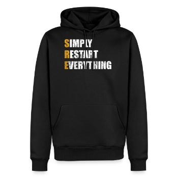 Simply restart everything funny SRE - Men's Premium Hoodie - black - Front - Nico (187cm) & Julia (174cm)