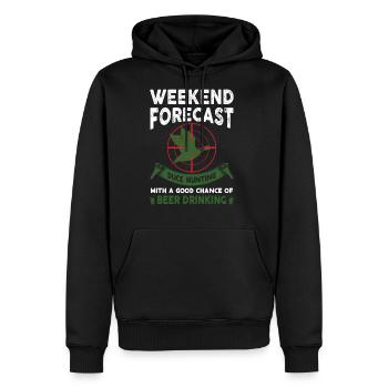 weekend forecast duck hunting with a good chance - Men's Premium Hoodie - black - Front - Nico (187cm) & Julia (174cm)