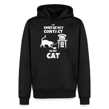 Forever Alone Introvert Cat Owner Emergency Call - Men's Premium Hoodie - black - Front - Nico (187cm) & Julia (174cm)