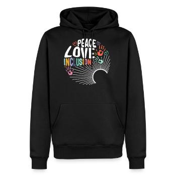 Inclusion Matters Shirt, Peace Love Inclusion - Men's Premium Hoodie - black - Front - Nico (187cm) & Julia (174cm)