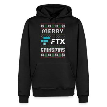Merry Gainsmas FTX Ugly Christmas Sweater Risk - Men's Premium Hoodie - black - Front - Nico (187cm) & Julia (174cm)