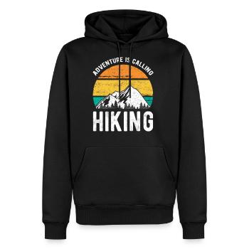 Adventure is Calling Hiking - Men's Premium Hoodie - black - Front - Nico (187cm) & Julia (174cm)