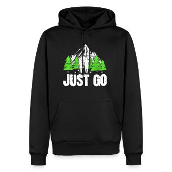 Just Go - Men's Premium Hoodie - black - Front - Nico (187cm) & Julia (174cm)