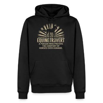 Cowboy Shirt, Equinetrovert Funny Equestrian - Men's Premium Hoodie - black - Front - Nico (187cm) & Julia (174cm)