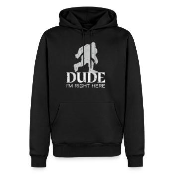 Bruh I'm Right Here Yeti Bigfoot Sasquatch - Men's Premium Hoodie - black - Front - Nico (187cm) & Julia (174cm)