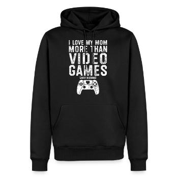 J’aime ma mère Vidéo Gamer Saint-Valentin Cadeau Garçons - Molleton à capuche Premium pour homme - noir - Devant - Nico (187cm) & Julia (174cm)