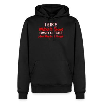 I Like Murder Shows Comfy Clothes And 3 People - Men's Premium Hoodie - black - Front - Nico (187cm) & Julia (174cm)