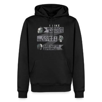 I Like Horror Movies Comfy Clothes - Men's Premium Hoodie - black - Front - Nico (187cm) & Julia (174cm)