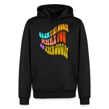grow through what you go through - Men's Premium Hoodie - black - Front - Nico (187cm) & Julia (174cm)