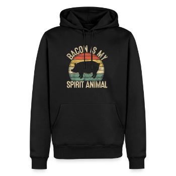 Bacon Is My Spirit Animal Gift Retro BBQ Costume P - Molleton à capuche Premium pour homme - noir - Devant - Nico (187cm) & Julia (174cm)