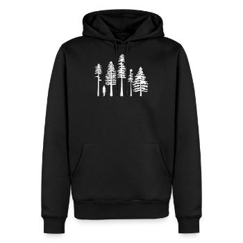 Pine Tree Hiking in White - Men's Premium Hoodie - black - Front - Nico (187cm) & Julia (174cm)