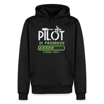 Kids Pilot In Progress, Future Pilot Toy Airplanea - Men's Premium Hoodie - black - Front - Nico (187cm) & Julia (174cm)