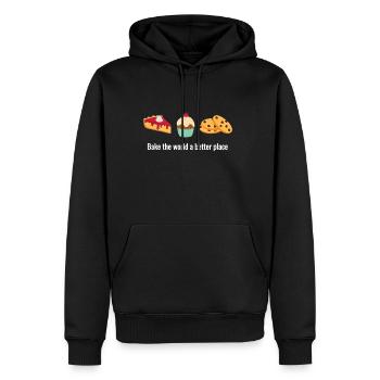 Baking Baker Funny BAKE the World a Better Place - Men's Premium Hoodie - black - Front - Nico (187cm) & Julia (174cm)