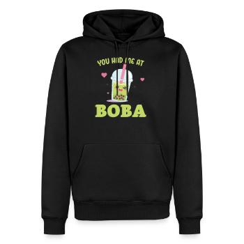 Bubble Tea Junkie, Bubble Tea Lover - Men's Premium Hoodie - black - Front - Nico (187cm) & Julia (174cm)