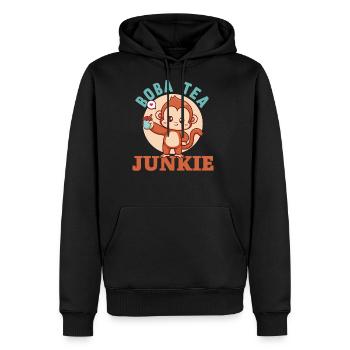 Bubble Tea Junkie, Bubble Tea Lover - Men's Premium Hoodie - black - Front - Nico (187cm) & Julia (174cm)