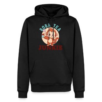 Bubble Tea Junkie, Bubble Tea Lover - Men's Premium Hoodie - black - Front - Nico (187cm) & Julia (174cm)
