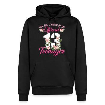 OFFICIAL 13 TEENAGER - Men's Premium Hoodie - black - Front - Nico (187cm) & Julia (174cm)