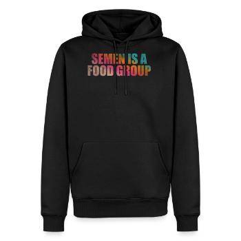 Semen is a food group - Men's Premium Hoodie - black - Front - Nico (187cm) & Julia (174cm)
