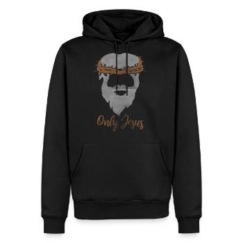Jesus Only Jesus - Men's Premium Hoodie - black - Front - Nico (187cm) & Julia (174cm)