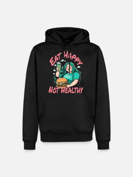 eat happy not healthy - Men's Premium Hoodie - black