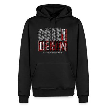 Core denim - Men's Premium Hoodie - black - Front - Nico (187cm) & Julia (174cm)