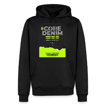 Core denim - Men's Premium Hoodie - black - Front - Nico (187cm) & Julia (174cm)