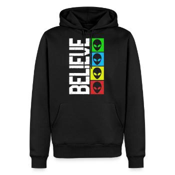 Alien Shirt, Believe Alien Design Tee, - Men's Premium Hoodie - black - Front - Nico (187cm) & Julia (174cm)