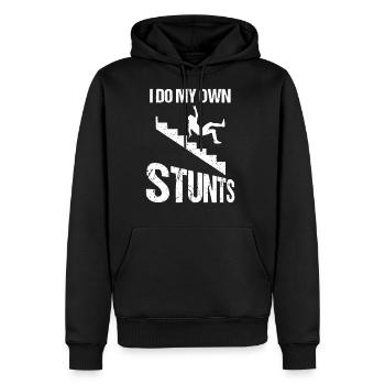 I Do My Own Stunts | Cool Clumsy Stuntman Joke - Men's Premium Hoodie - black - Front - Nico (187cm) & Julia (174cm)