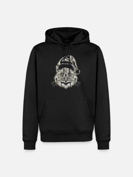 cat in santa hat2 - Men's Premium Hoodie - black