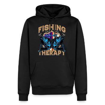 Fishing Is My Best Therapy - Men's Premium Hoodie - black - Front - Nico (187cm) & Julia (174cm)