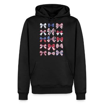 Red White And Blue American Coquette Bows 4th July - Men's Premium Hoodie - black - Front - Nico (187cm) & Julia (174cm)