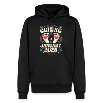 Coming In January 2025 New Baby Pregnancy - Men's Premium Hoodie - black - Front - Nico (187cm) & Julia (174cm)