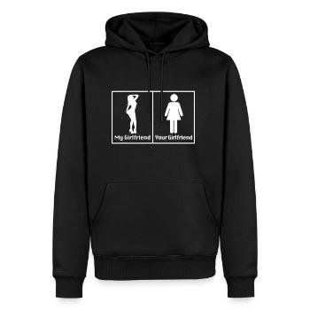 Your Girlfriend My Girlfriend Stripper - Men's Premium Hoodie - black - Front - Nico (187cm) & Julia (174cm)
