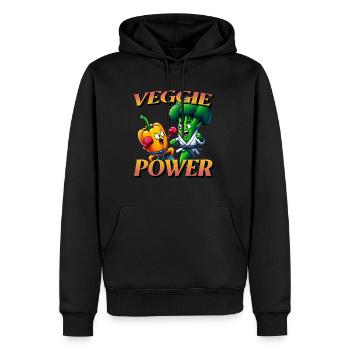 Cartoon Karate Bell Pepper and Broccoli Fighting - Men's Premium Hoodie - black - Front - Nico (187cm) & Julia (174cm)