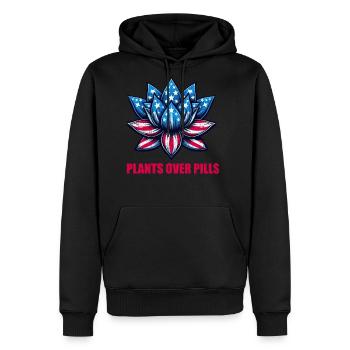 Plants over pills - Men's Premium Hoodie - black - Front - Nico (187cm) & Julia (174cm)