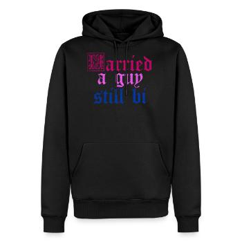 Married a guy still bi - Men's Premium Hoodie - black - Front - Nico (187cm) & Julia (174cm)