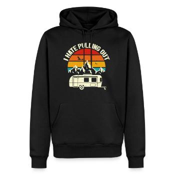 Vintage Mountains I Hate Pulling Out Funny Camping - Men's Premium Hoodie - black - Front - Nico (187cm) & Julia (174cm)