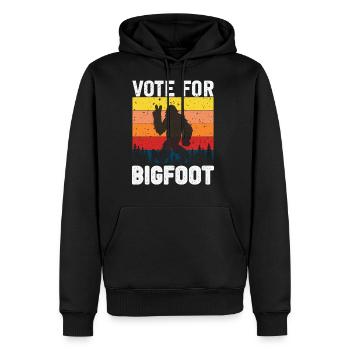 Vote For Bigfoot Funny Retro Graphic Novelty - Men's Premium Hoodie - black - Front - Nico (187cm) & Julia (174cm)