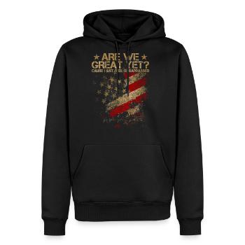 Anti-Trump - Are We Great Yet? - Men's Premium Hoodie - black - Front - Nico (187cm) & Julia (174cm)