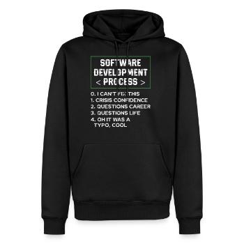 Software Development Process Humor Typo Joke - Men's Premium Hoodie - black - Front - Nico (187cm) & Julia (174cm)