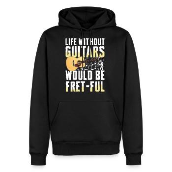 Life Without Guitars Would Be Fret-Ful Musical - Men's Premium Hoodie - black - Front - Nico (187cm) & Julia (174cm)