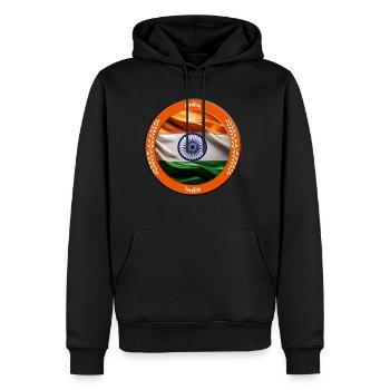 India - Men's Premium Hoodie - black - Front - Nico (187cm) & Julia (174cm)