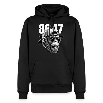 Monkey 8647 – Mysterious Code Graphic Tee - Men's Premium Hoodie - black - Front - Nico (187cm) & Julia (174cm)