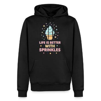 Life Is Better With Cute Smiling Ice Cream Cone - Men's Premium Hoodie - black - Front - Nico (187cm) & Julia (174cm)