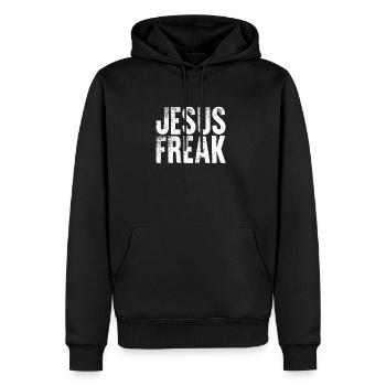 Jesus Freak Funny Christian T-shirt - Men's Premium Hoodie - black - Front - Nico (187cm) & Julia (174cm)