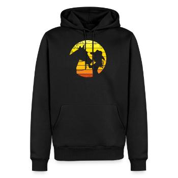 Western Riding Girl With Horse Silhouette Gift - Men's Premium Hoodie - black - Front - Nico (187cm) & Julia (174cm)