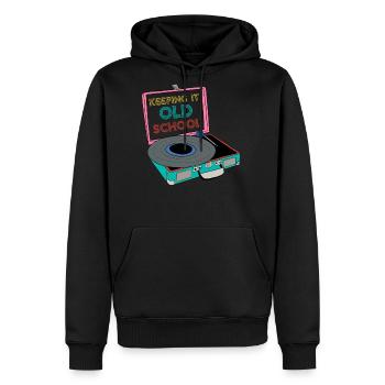 Old School Vinyl Music Lover - Men's Premium Hoodie - black - Front - Nico (187cm) & Julia (174cm)