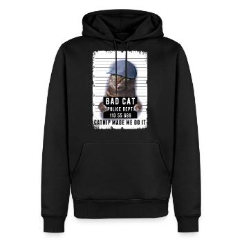Witty Cat Mug Shot - Men's Premium Hoodie - black - Front - Nico (187cm) & Julia (174cm)