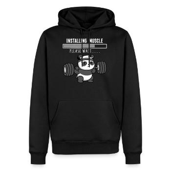 Funny Panda Weightlifting Squat - Men's Premium Hoodie - black - Front - Nico (187cm) & Julia (174cm)