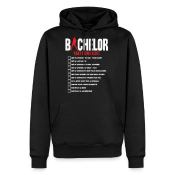 Liste de contrôle pour l’enterrement de vie de garçon - Molleton à capuche Premium pour homme - noir - Devant - Nico (187cm) & Julia (174cm)